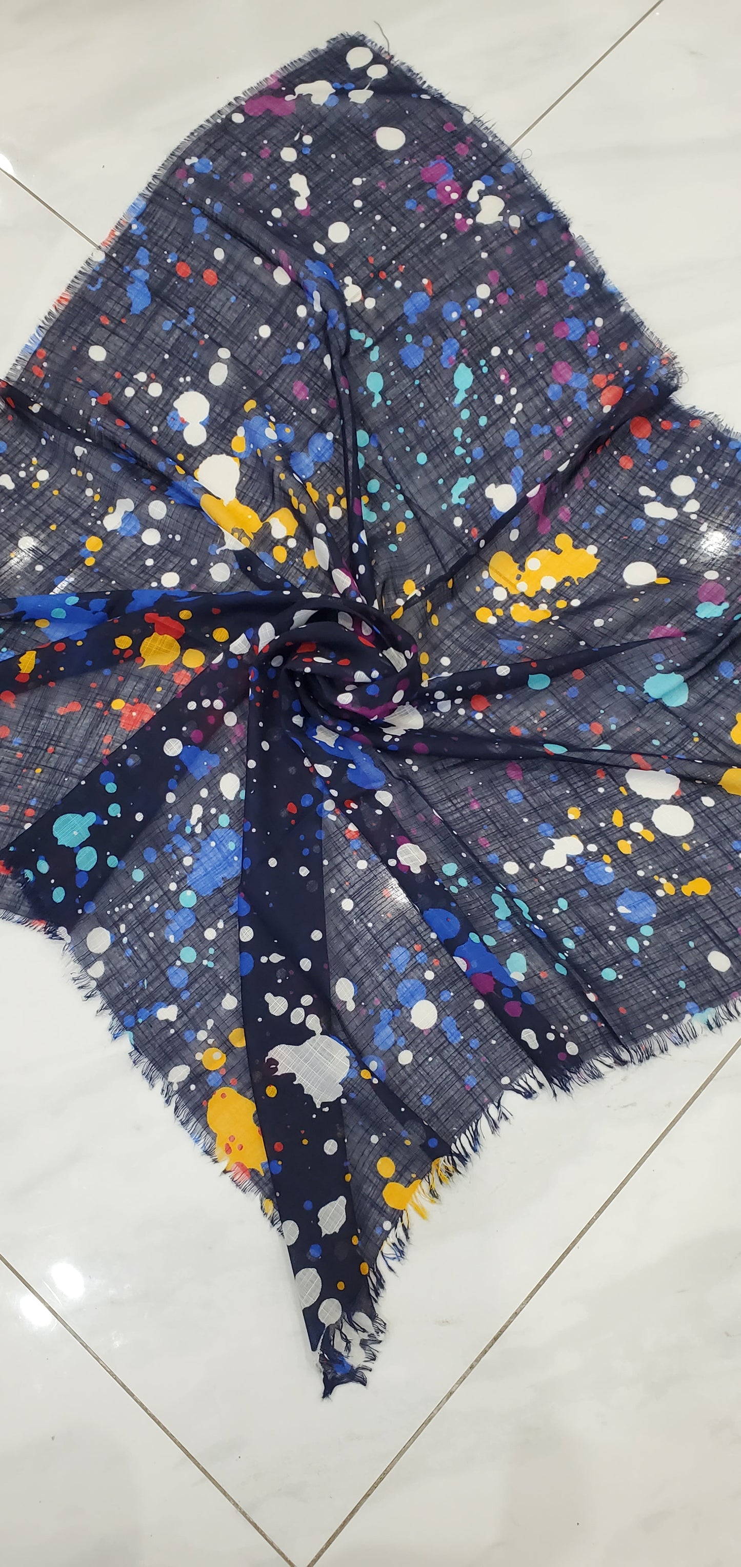 Splatter Paint Square Cotton Head Scarf