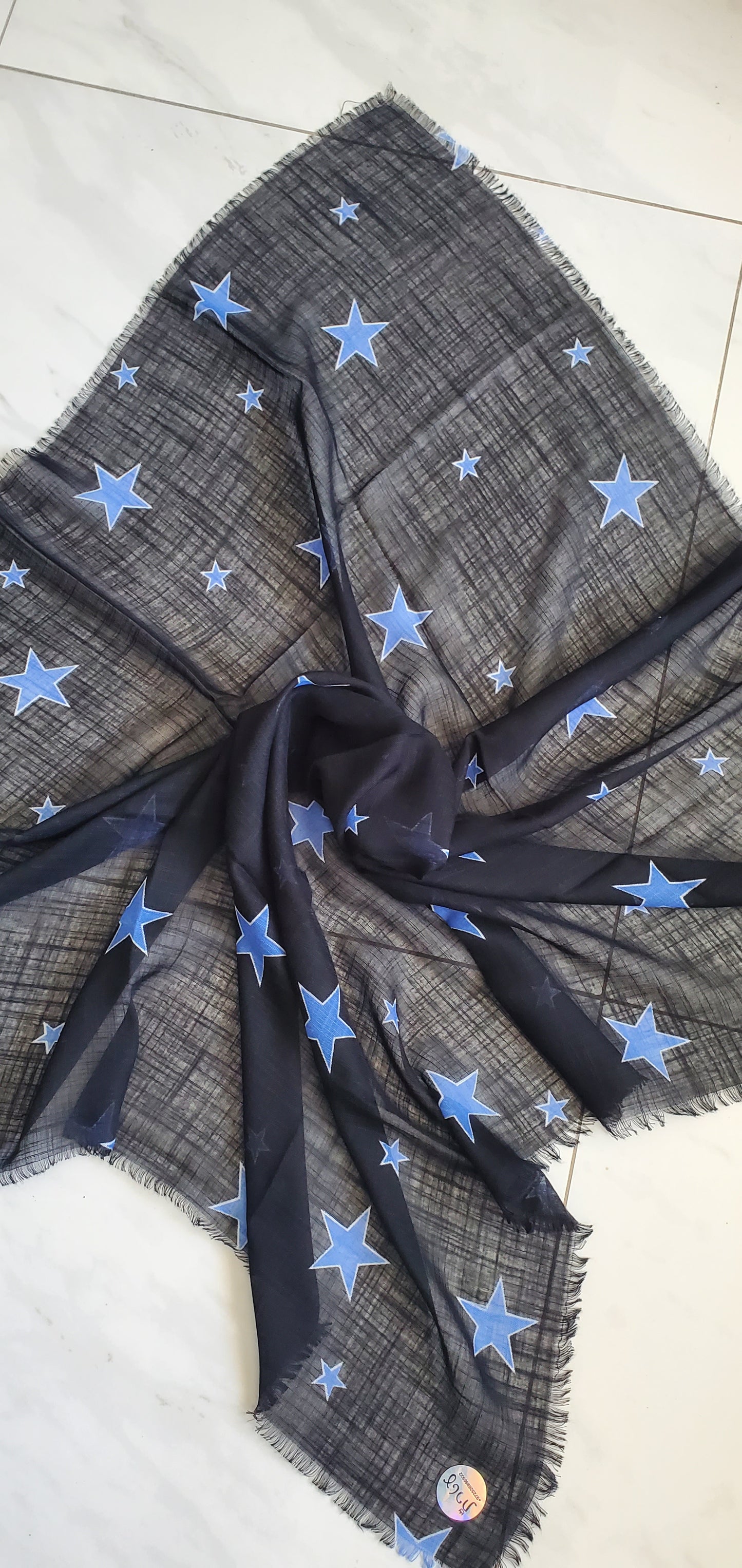 Pattern of Stars - Blue with White outline