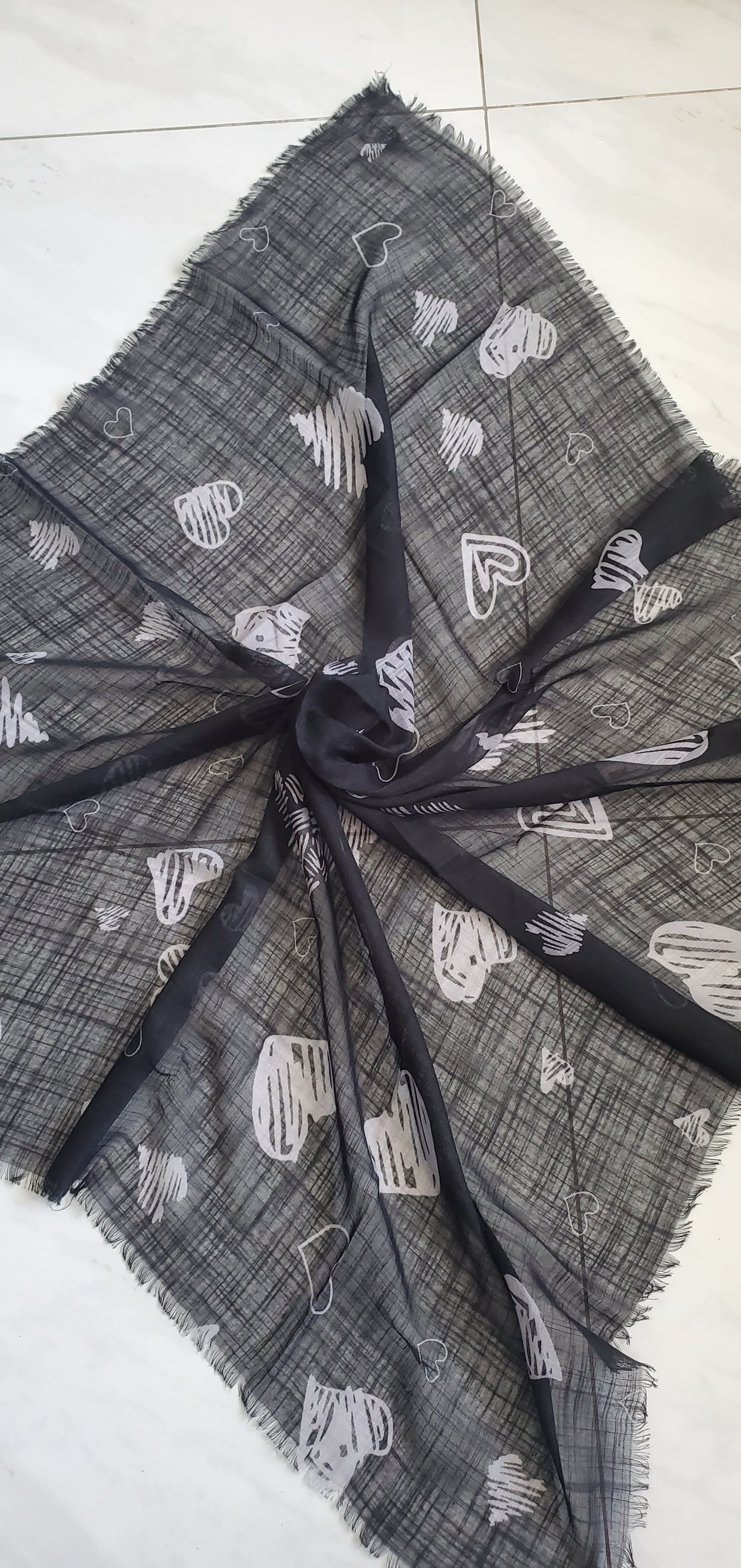 Scribble Hearts - Gray on Black