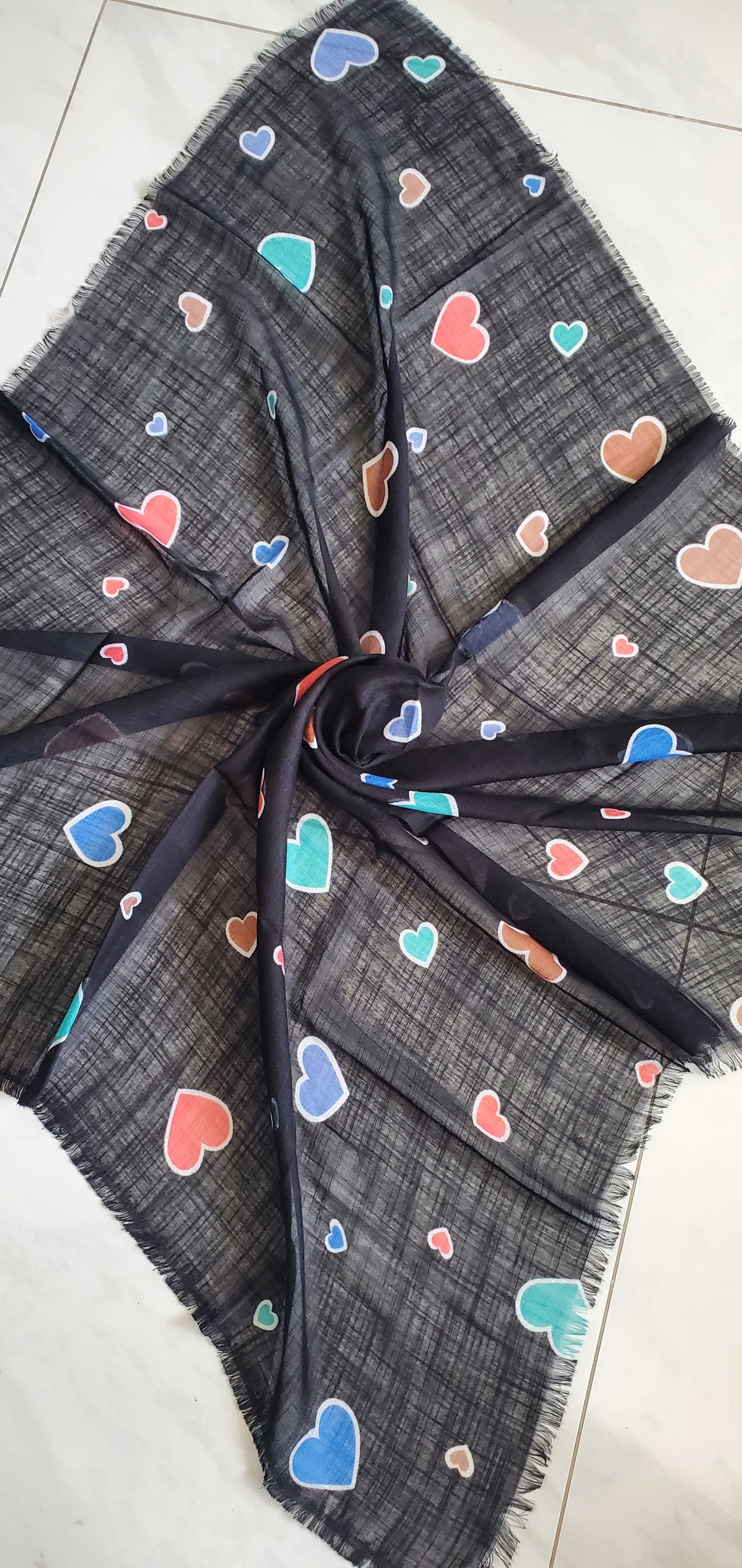 Pattern Hearts - Blue, Turquoise, Pink and Beige