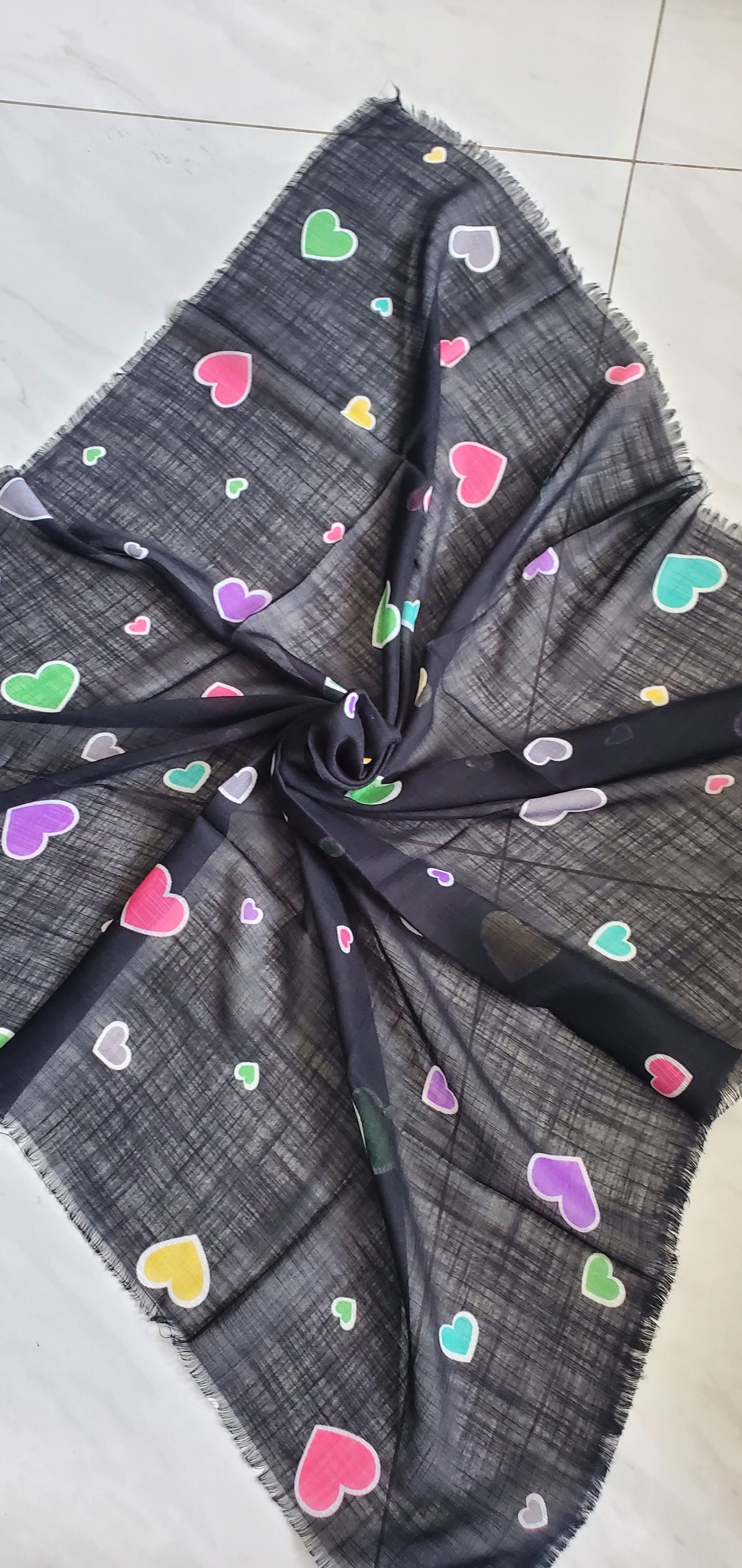 Pattern of Hearts - Green, Pink, Purple, and Turquoise Hearts