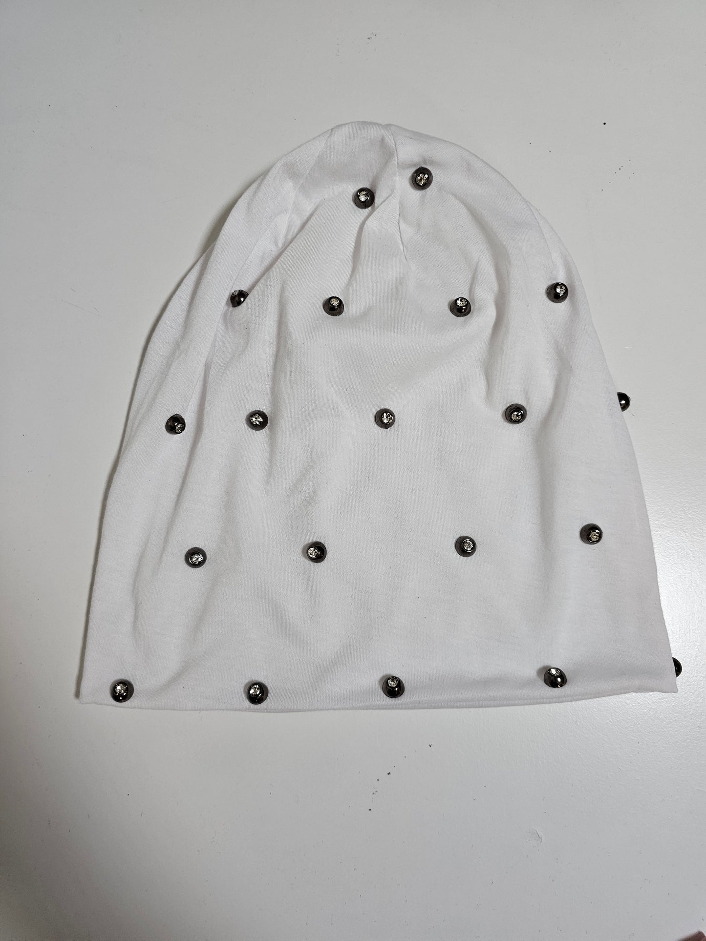 Beanie with silver rhinestones